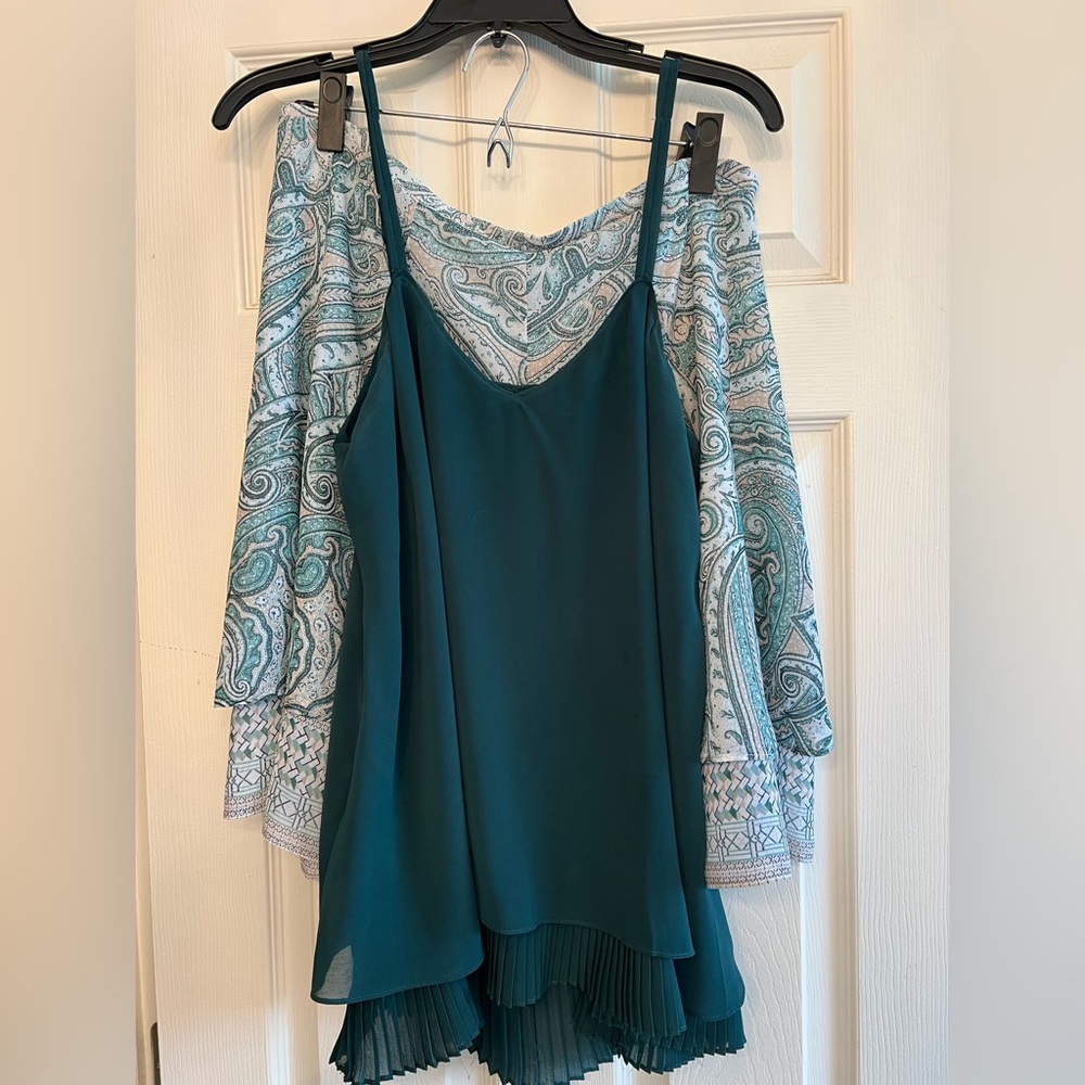 WHBM Asymmetrical Flowing Skirt with matching pleated top